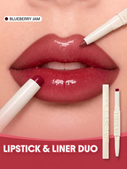 SHEGLAM Tinted Lipstick & Liner Duo – 2-in-1 Glossy Lip Combo